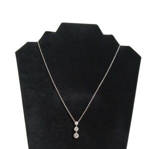 Triple Stone Drop Pendant Silver Toned Cable Link Lightweight Fashion Necklace